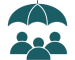Three people under an umbrella icon.